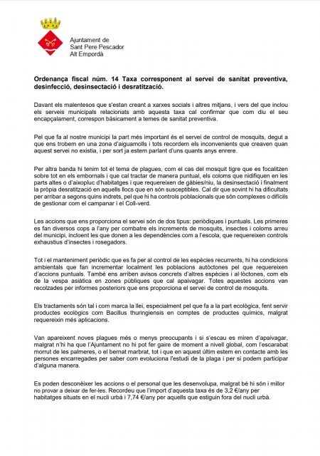 Actualment esteu veient En referència a la taxa corresponent al servei de sanitat preventiva, desinfecció, desinsectació i desratització.