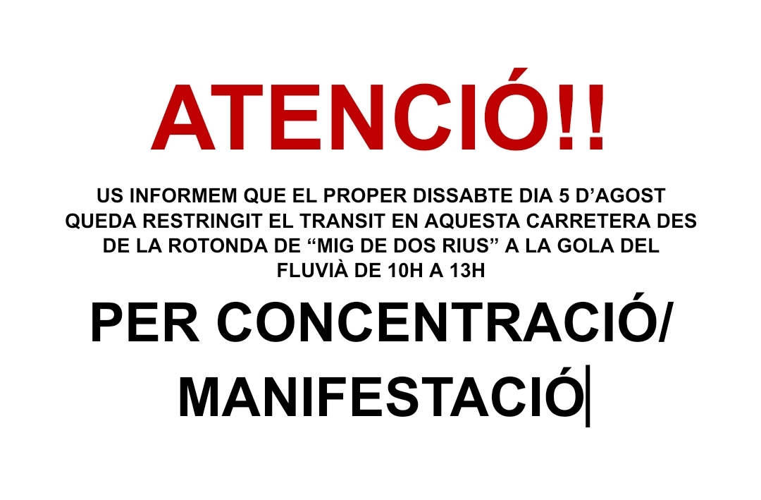 Més informació sobre l'article Concentració / manifestació a la carretera de la gola